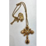 18th century gold and rose diamond flemish cross and chain has been acid tested and looks high grad