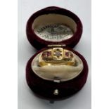 Victorian 18ct gold ruby and diamond ring Sheffield gold hallmarks weight of ring 3.6g