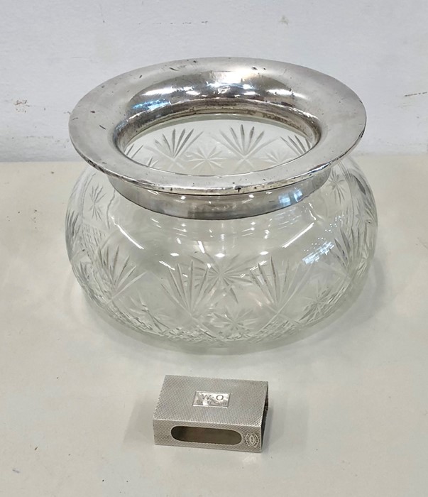 Silver rimmed cutglass bowl hallmarked Wolfsky & Co, London 1921 and a Art Deco hallmarked silver ma - Image 2 of 4