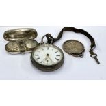 Silver pocket watch silver crown and double silver sovereign case