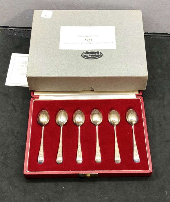 Boxed set of original 1953 coronation year spoons sold by george tarratt ltd - Image 2 of 4