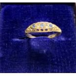 18ct gold diamond and sapphire ring chester gold hallmarks set with small diamonds and sapphires