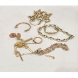 Selection of 9ct gold items chains bracelets etc total weight 44.5g