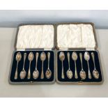 2 boxed sets of silver spoons total weight 130g