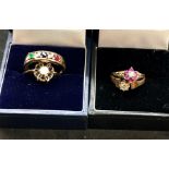4 9ct gold gem set dress rings