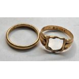 22ct gold wedding ring and 15ct gold ring weight of rings 22ct-4g / 15ct-3.5g