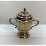 Antique hallmarked silver twin handled lidded pot .london silver hallmarks daffern & co hatton garde