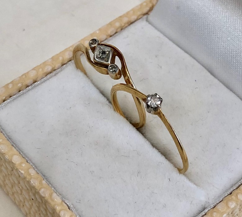 2 vintage 18ct gold diamond rings - Image 3 of 3