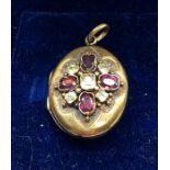 Antique 15ct gold stone set locket not hallmarked but was acid tested on interior as 15ct showing te