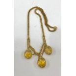 Antique gold necklace set with drops total weight 18g