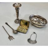 Selection of silver items includes silver vinaigrette etc
