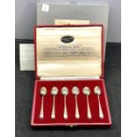 Boxed set of original 1953 coronation year spoons sold by george tarratt ltd
