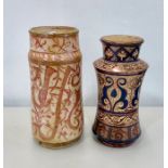 2 period hispano albarello jars largest measures approx 28cm tall the other 26cm tall