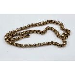 Hallmarked 9ct gold chain marked 9ct on smallbutton measures approx 47cm long weight 16g