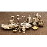 Box of victorian and later silver plated ware includes 4 piece tea service entree dis etc