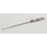 Fine silver hallmarked letter opener / knife with silver fox handle full London silver hallmarks mea