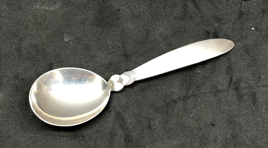 Antique Georg Jensen silver cactus spoon full silver hallmarks measures approx 14cm long