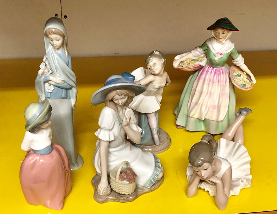 collection of china figures includes royal doulton figure daffy down dilly , 1 lladro figure and 4 - Image 2 of 3