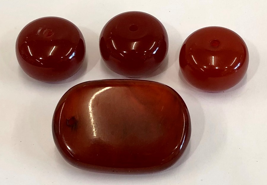 4 large cherry amber bakelite type beads the large bead has good internal streaking - Image 2 of 6