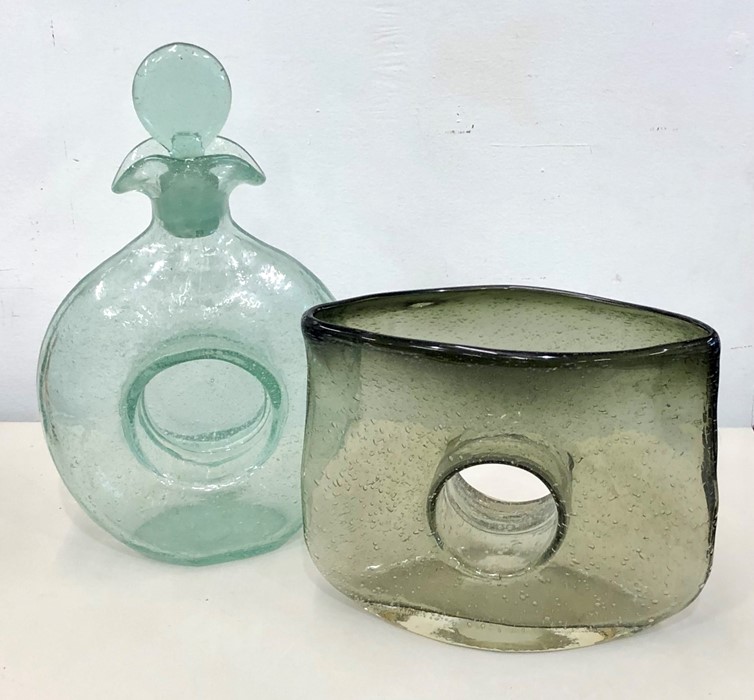 2 Art glass items vase and decanter