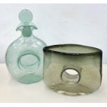 2 Art glass items vase and decanter