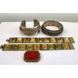Collection of vintage persian silver and white metal jewellery includes Chinese silver brooch 2 silv