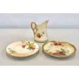 3 Worcester china items ,milk jug and 2 dishes