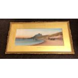 Early 20th century gilt framed seascape watercolour painting by Garman Morris signed measures approx