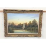 Framed oil on canvas titled Ranworth by Colin W Burns in original frame