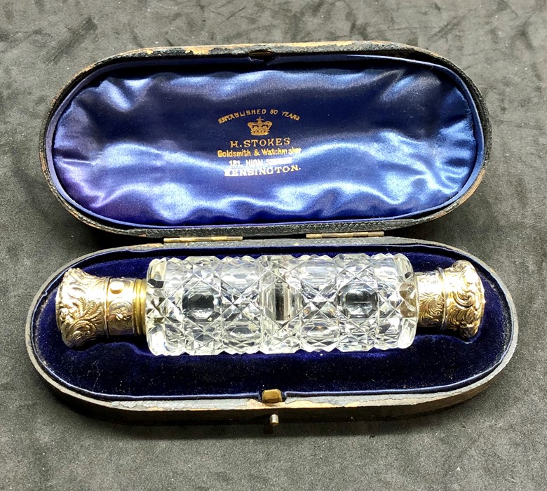 Fine Victorian silver double ended scent bottle in original box all in great original condition bott