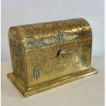 19th Century French Brass and inlaid turquoise domed lid casket / letter box measures approx23cm wid
