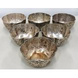 6 Antique south east Asian silver bowls total weight 745g