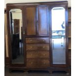 Mahogany Edwardian triple compactum, 2 door, 4 drawers with 2 doors above drawers