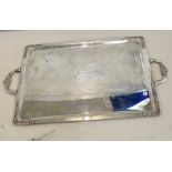 sterling silver two handled tray hallmarked 925 measures approx 50cm from handle to handle and 30cm