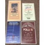 4 Vintage framed theatre posters to include Cards of life cards of death, Blood Brothers, Follies an