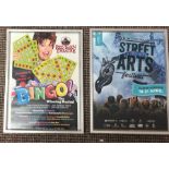 4 Vintage framed theatre posters to include Bingo, Street Arts, La Cage Carousel