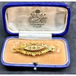 Antique victorian 15ct gold and diamond brooch set with 3 small diamonds full 15ct gold hallmarks