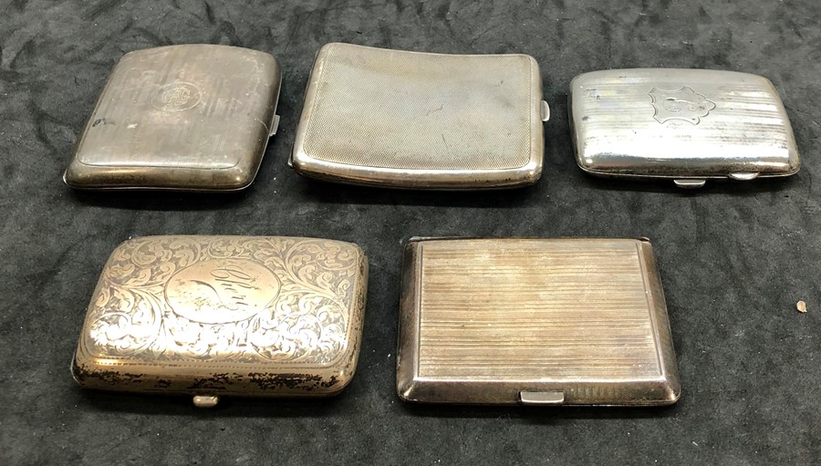 5 antique silver cigarette cases total weight 411g - Image 2 of 2