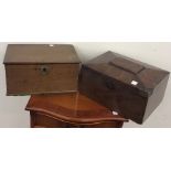 Mahogany sewing box and a oak bible box