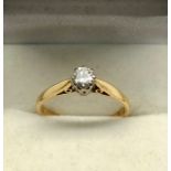 vintage 18ct gold diamond ring single set diamond measures 0.25 set in hallmarked 18ct