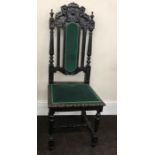 Antique carved oak hall chair