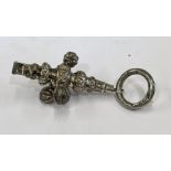 Antique silver babies rattle and whistle complete with 4 bells Birmingham silver hallmarked date let