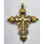 18th / 19th century 18ct gold cross not hallmarked but acid tested as 18ct measures approx 59mm by 4