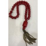 String cherry amber Faturan bead necklace weight 96g beads have great internal streaking