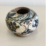 Early Persian pot possibly Safavid A/F measures approx 8cm dia by 6.5cm tall