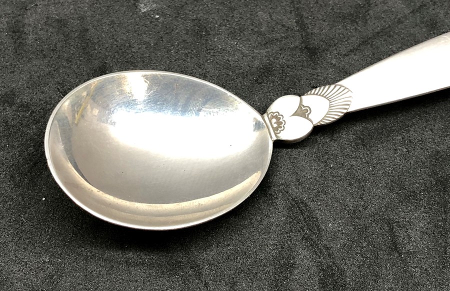 Antique Georg Jensen silver cactus spoon full silver hallmarks measures approx 14cm long - Image 3 of 5