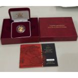 United Kingdom 2001 gold proof half sovereign box and certificate