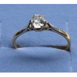 18ct Diamond solitare ring single stone diamond measures approx 5.5mm by 5mm set in 18ct gold shank