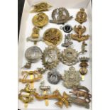 Large collection of military cap badges