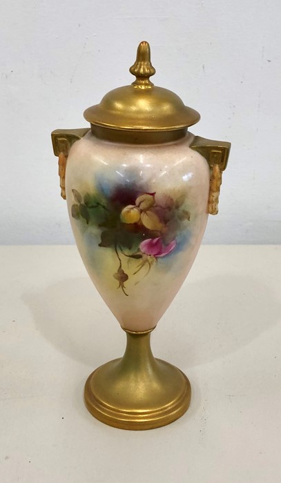 Signed Royal Worcester fruit lidded vase measures appox 21cm tall - Image 4 of 6